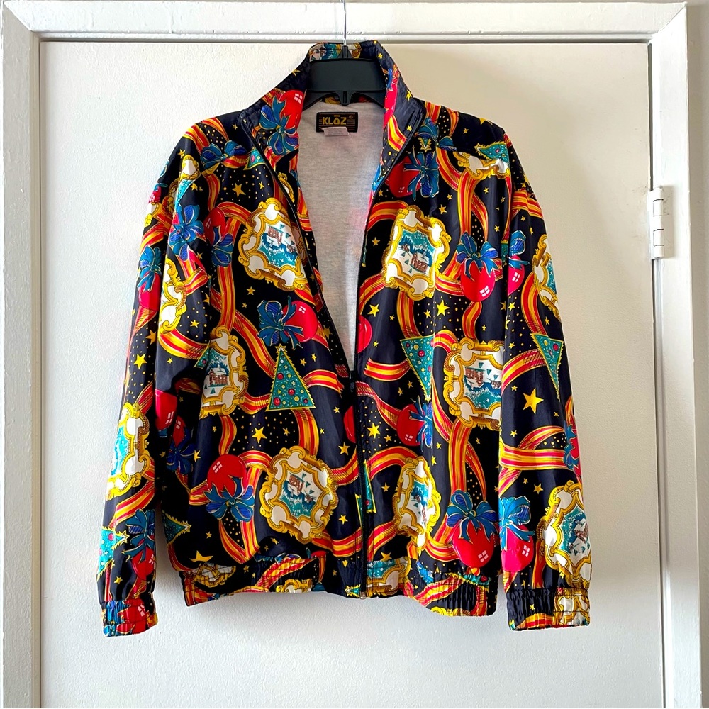Vintage 90’s Kloz Christmas Holiday windbreaker